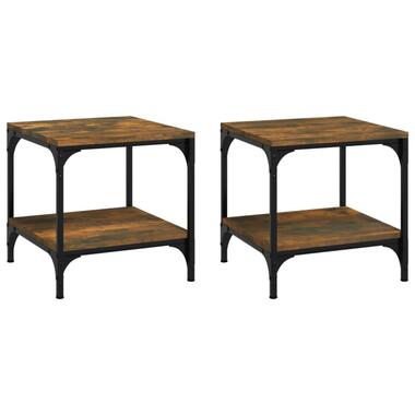 vidaXL - Bijzettafeltje - Bruin - Bewerkt hout - 40 x 40 x 40 cm - 2 stuks product