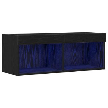 vidaXL - Meuble TV mural avec LED et 2 niches - Chêne noir - 80x30x30 cm product