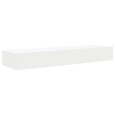 vidaXL - Meuble TV mural avec LED et 1 trior - Blanc - 60x35x15.5 cm - 2 pcs product