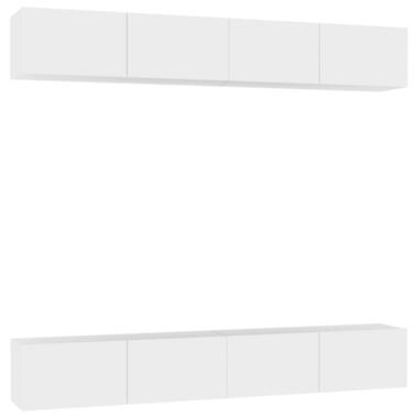 vidaXL - Meuble TV mural avec 1 porte - Blanc - 100x30x30 cm - Bois - 4 pcs product