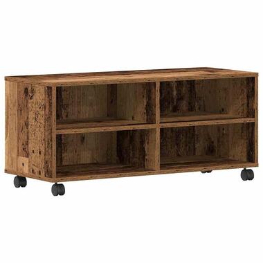 vidaXL - Meuble TV sur roulettes - 4 niches - Bois ancien - 90x35x35 cm product