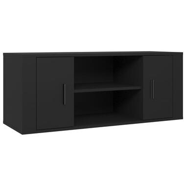 vidaXL - TV-meubel met 2 deuren en 2 vakken - Zwart - Hout - 100x35x40 cm product
