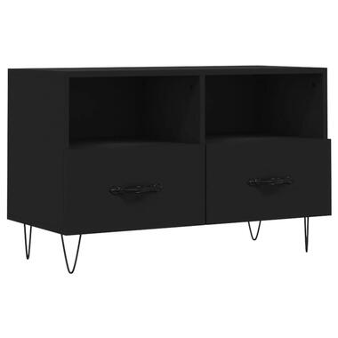 vidaXL - Meuble TV avec 2 tiroirs et 2 niches - Noir - Bois et fer - 80x36x50 cm product