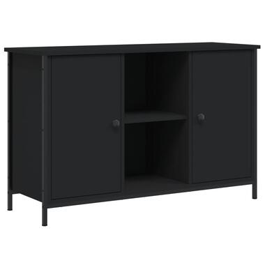 vidaXL - Meuble TV avec 2 portes et 2 niches - Noir - Bois et fer - 100x35x65 cm product