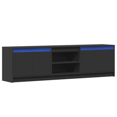 vidaXL - Meuble TV avec LED - 4 portes et 2 niches - Noir - Bois - 180x34x50 cm product