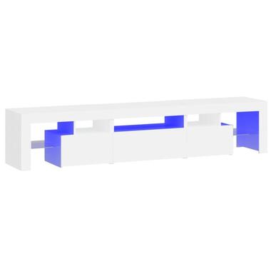 vidaXL - LED TV-meubel met 3 deuren en glas legplanken - Wit - 200x36.5x40 cm product