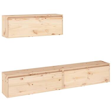 vidaXL - Meuble TV mural avec 1 porte - Bois massif - 100x30x35 cm - 3 pcs product