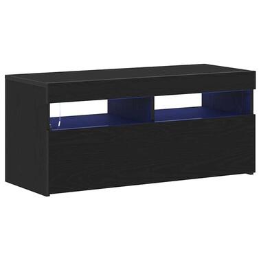 vidaXL - Meuble TV avec LED et 1 porte - Chêne noir - Bois - 90x35x40 cm product