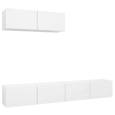 vidaXL - Meuble TV mural avec 1 porte - Blanc - 100x30x30 cm - Bois - 3 pcs product