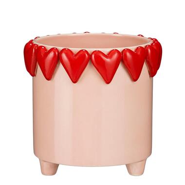 Mica Decorations Cache-Pot avec Cœurs - H18 x Ø21 cm - Rose, Rouge product