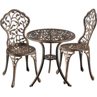 tectake Ensemble table bistrot LYON en aluminium pour 2 personnes, Noir/gris product