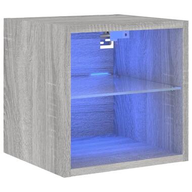 vidaXL - Meuble TV mural avec LED et 2 niches - Sonoma gris - 30x28.5x30 cm product