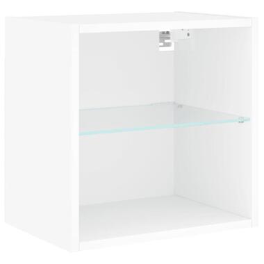 vidaXL - Zwevend LED TV-meubel glas legplank - Wit - 40x28.5x40 cm product