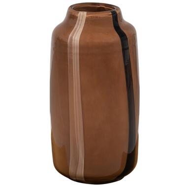 WOOOD Selena Vaas Met Streep - Glas - Bruin - 35x18x18 product