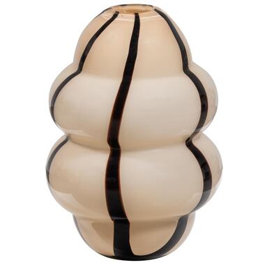 WOOOD Kency Vaas Met Streep - Glas - Naturel/Zwart<br> - 32x23x23 product