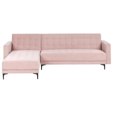 Canapé-lit d'angle modulable 4 places ABERDEEN Velours Rose pastel Côté droit product