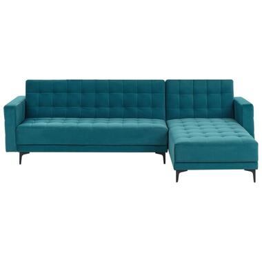 Canapé-lit d'angle modulable 4 places ABERDEEN Velours Bleu azur Côté gauche product