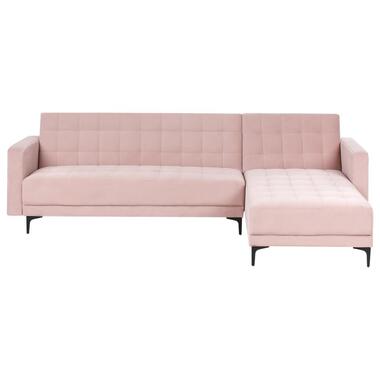 Canapé-lit d'angle modulable 4 places ABERDEEN Velours Rose pastel Côté gauche product