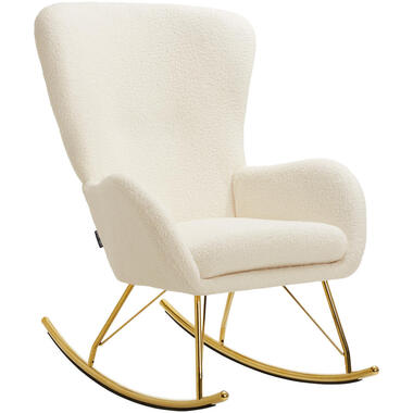 tectake Schommelstoel Swing met stalen glijders en dikke bekleding, Creme/goud product