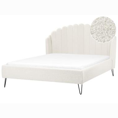 AMBILLOU - Tweepersoonsbed - Gebroken wit - 160 x 200 cm - Bouclé product