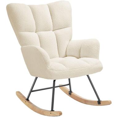tectake Fauteuil à bascule TORVE rembourré au tissu bouclé, Bouclé Beige product