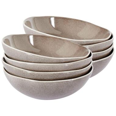 COSTMARY - Diepe borden set van 8 - Grijs - Steengoed product