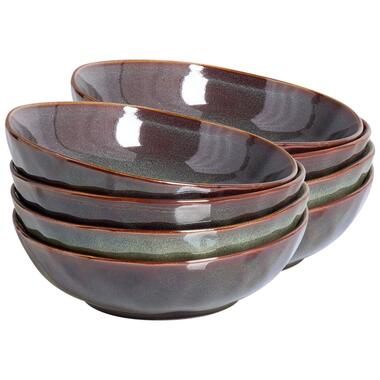 THYME - Diepe borden set van 8 - Donkergroen - Steengoed product