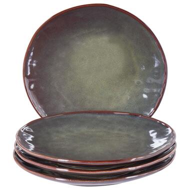 THYME - Dinerborden set van 4 - Donkergroen - Steengoed product