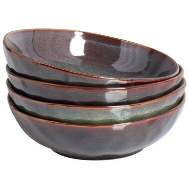 Set de 4 assiettes creuses THYME Grès Vert foncé product