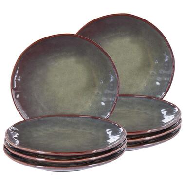 Lot de 8 assiettes plates THYME Grès Vert foncé product