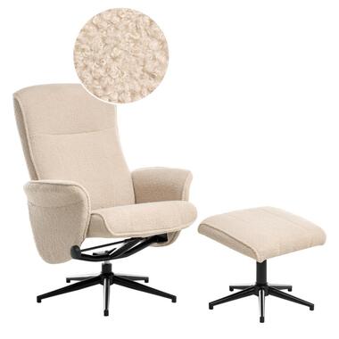 JAPET - Relaxfauteuil met voetenbank - Beige - Bouclé product