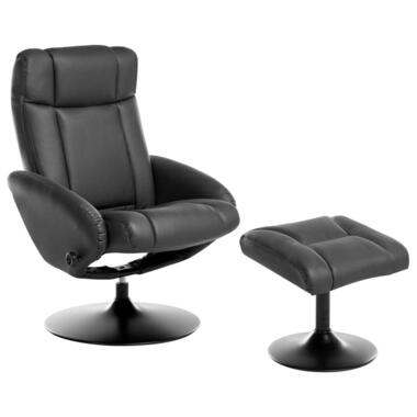 APATE - Relaxfauteuil met voetenbank - Zwart - Veganistisch leer product