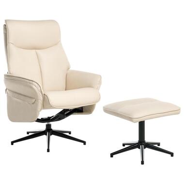 ERATO - Relaxfauteuil met voetenbank - Beige - Veganistisch leer product