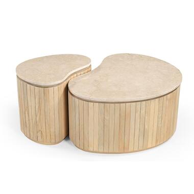 Brix - Salontafel Sorai Natural Bottecino Set van 2 - 38x50x40cm product