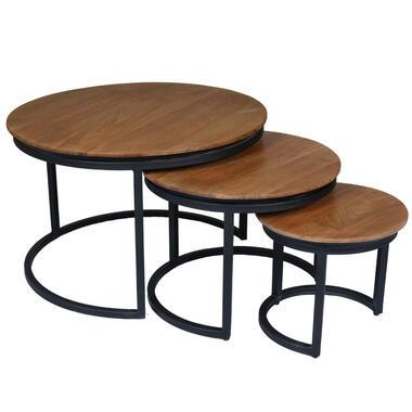 Table Basse Naturel - Lot de 3 - 70x70x45cm - RichWood product