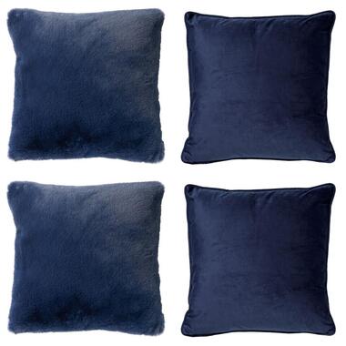 KUSSENSET - 4-delig Soft Textures 45x45 cm - inclusief binnenkussens - blauw product