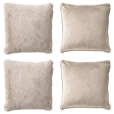 KUSSENSET - 4-delig Soft Textures - 45x45 cm - inclusief binnenkussens - beige product