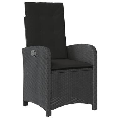 vidaXL - Chaise inclinable de jardin avec coussins - Noir - Résine tressée product