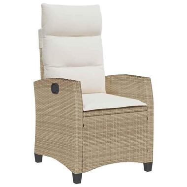 vidaXL - Chaise de jardin inclinable et table d'appoint - Beige - Rotin product