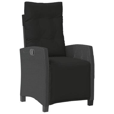vidaXL - Chaise inclinable de jardin - Repose-pied - Noir - Rotin synthétique product