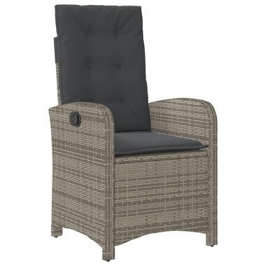 vidaXL - Chaise inclinable de jardin avec coussins - Gris - Résine tressée product