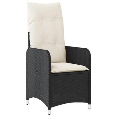 vidaXL - Chaise inclinable de jardin avec coussins - Noir - Résine tressée product
