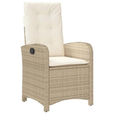 vidaXL - Chaise inclinable de jardin avec coussins - Beige - Résine tressée product