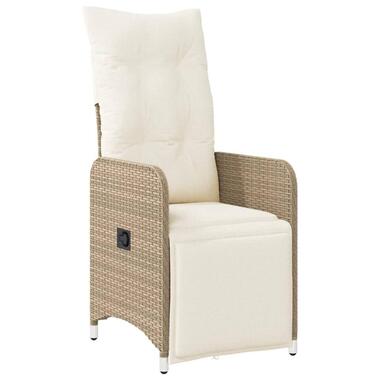 vidaXL - Chaise inclinable de jardin avec coussins - Beige - Résine tressée product