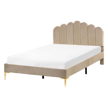 SAUVIAN - Bed - Taupe - 120 x 200 cm - Fluweel product
