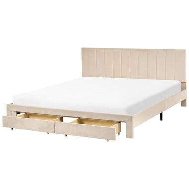 LONZAC - Bed met opbergruimte - Beige - 160 x 200 cm - Fluweel product