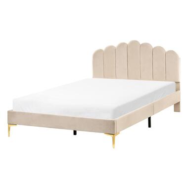 SAUVIAN - Bed - Beige - 140 x 200 cm - Fluweel product