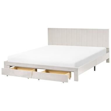 Lit avec tiroirs de rangement Velours LONZAC 180 x 200 cm Blanc cassé product