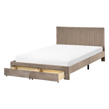 Lit avec tiroirs de rangement Velours LONZAC 140 x 200 cm Taupe product