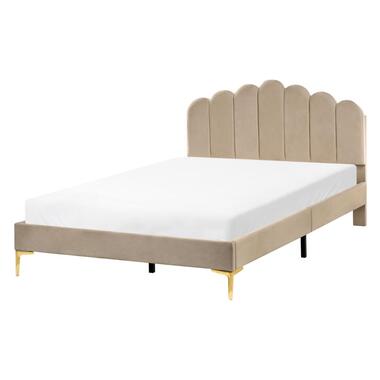 SAUVIAN - Bed - Taupe - 140 x 200 cm - Fluweel product
